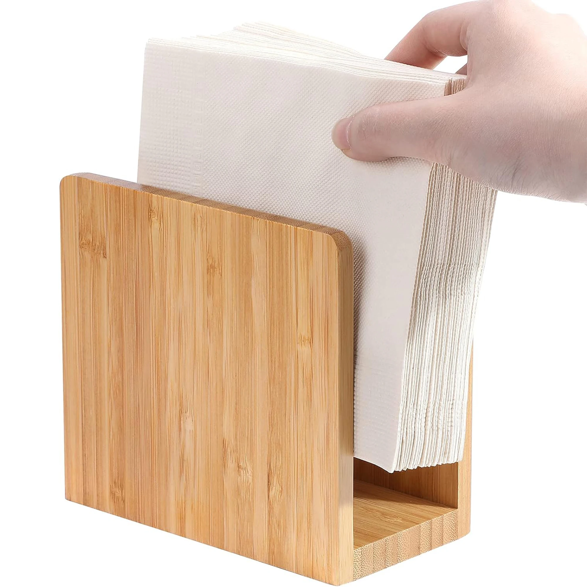 Wholesale Tabletop Freestanding Tissue Dispenser Bamboo Napkin Holders for Tables