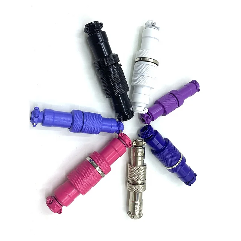 DIY Color-Coated Detachable Cable Aviation Shiny Red Aviator Color GX12 GX16 Red 4Pin 5Pin Connector Custom GX16