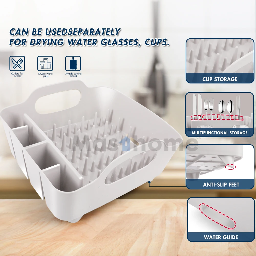 Masthome  Kitchen Storage Drying Basket  Escurridor De Platos Plastic PP Holder Organizer Dish Drying Drainer Racks