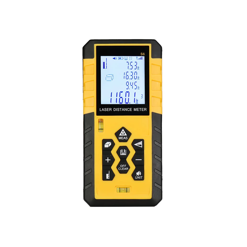 S6G Laser Distance Meter 60M 80M 100M Rangefinder with Level Bubble LCD Display with Backlit Measure Tools for Home