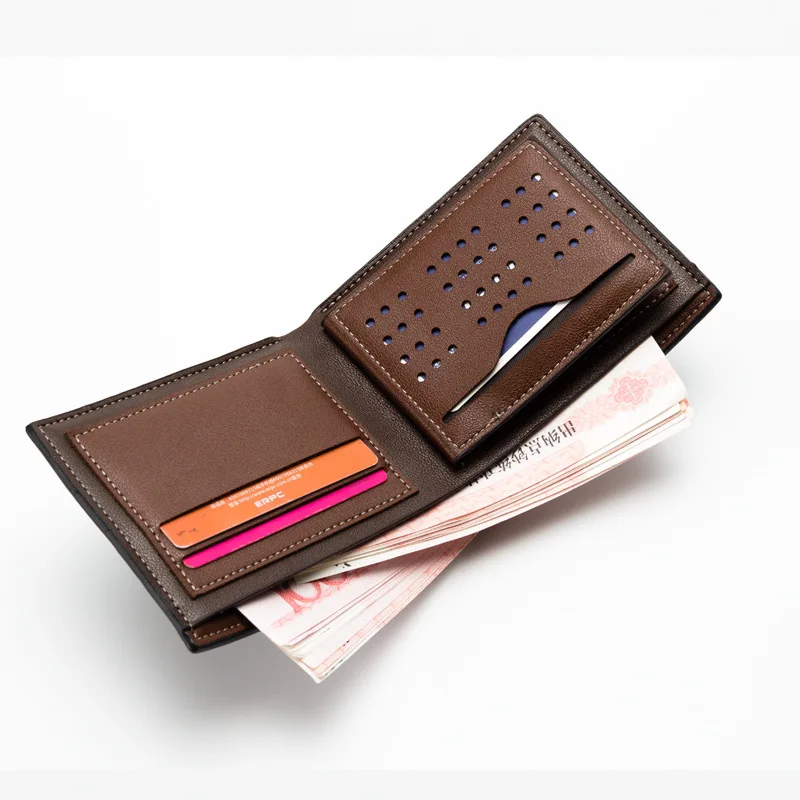 OEB006 New Fashion Men Wallet Business Casual Slim Wallet Purse Short PU Leather Brand Wallet for Men ID Credit Card Holders