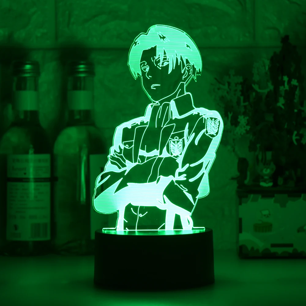 Anime Night Light Attack on Titan Captain Levi Ackerman Figure 3d Light Table Lamp for Home Room Decor Cool Kid Child Gifts Toy