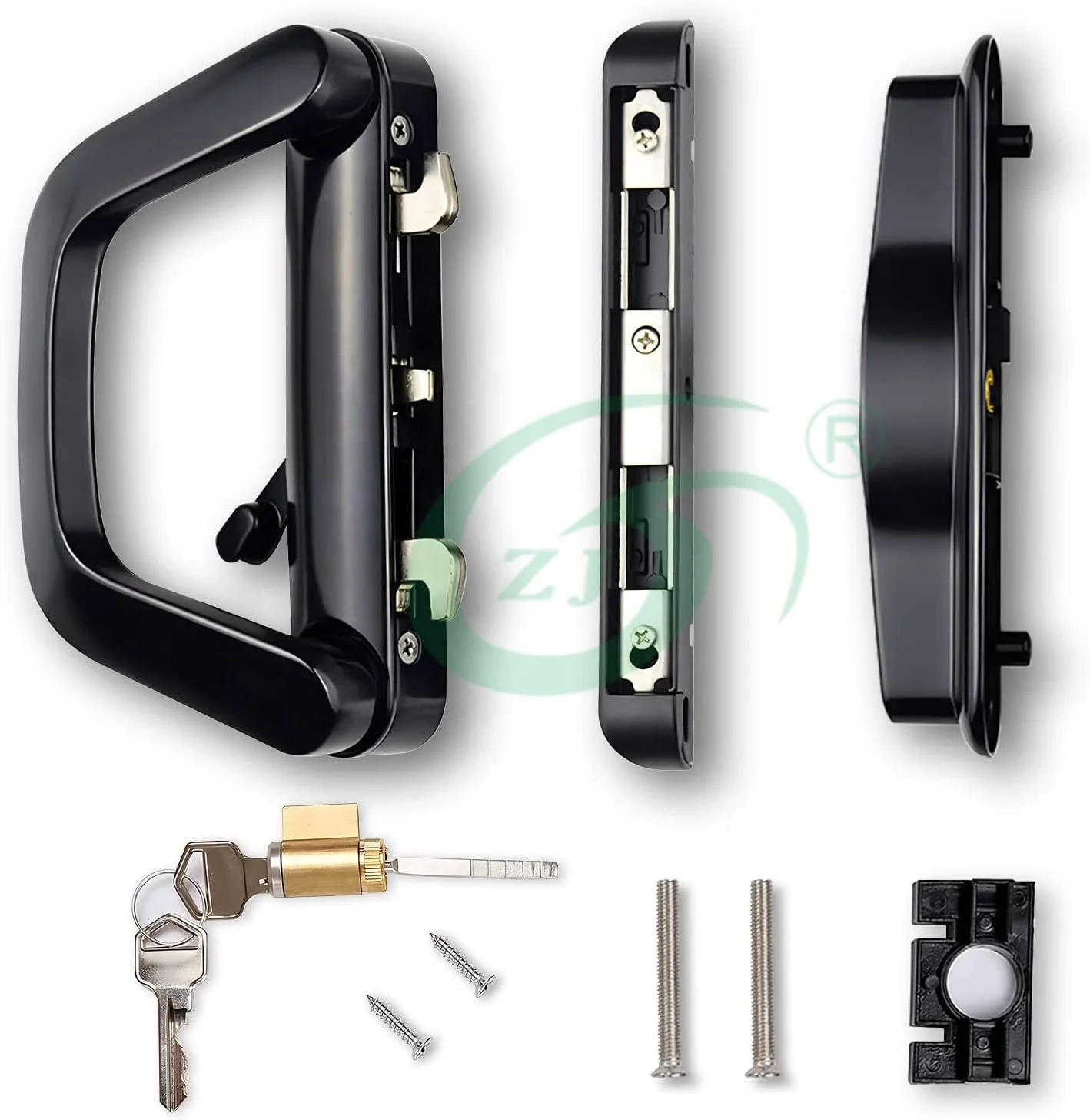 Zhenjian  Zinc and Aluminum Alloy Sliding Door Lock High Quality Glass Door Lock D Shape Pull Handle