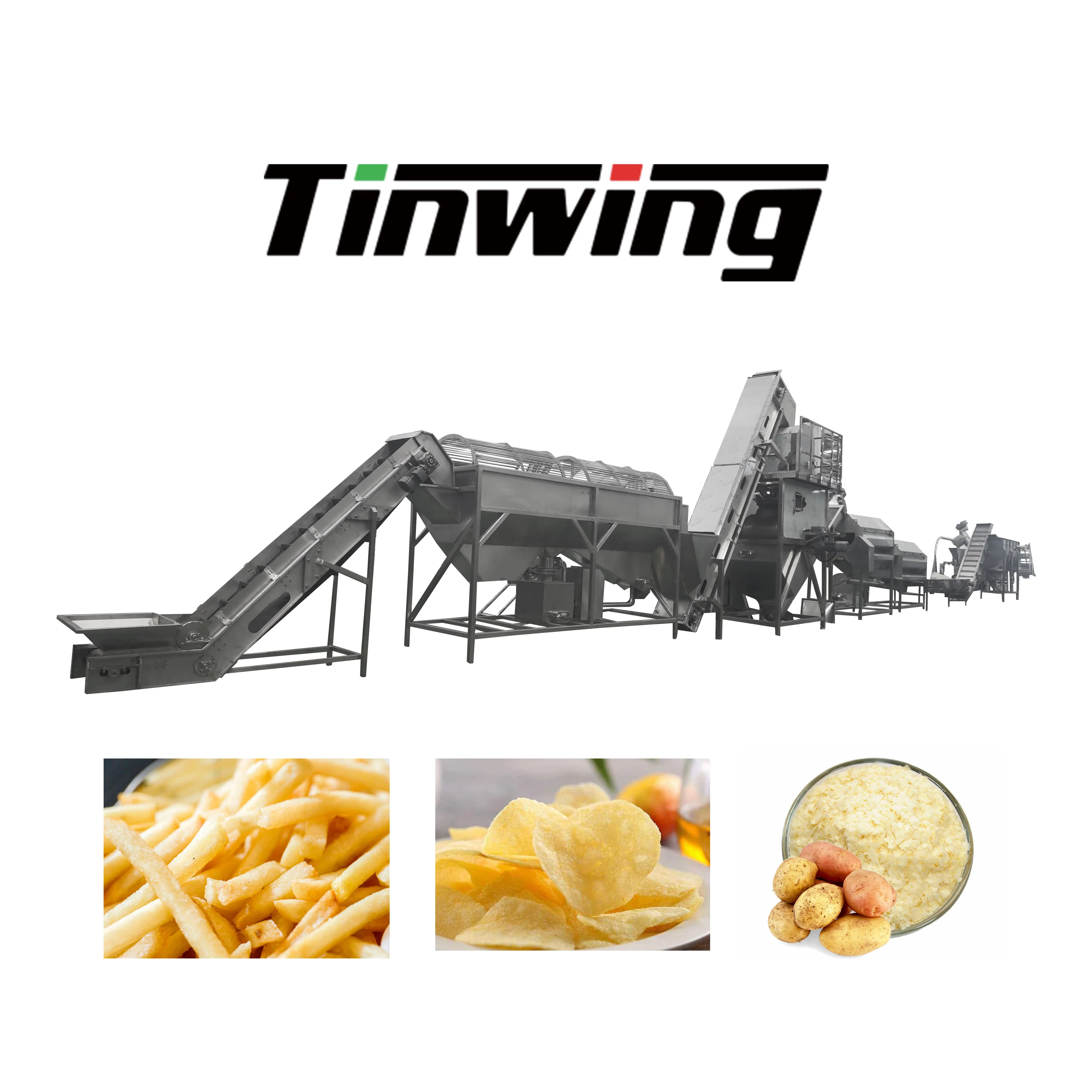 Full Automatic Potato Chips Processing Line Potato Stick fry Making Machinery