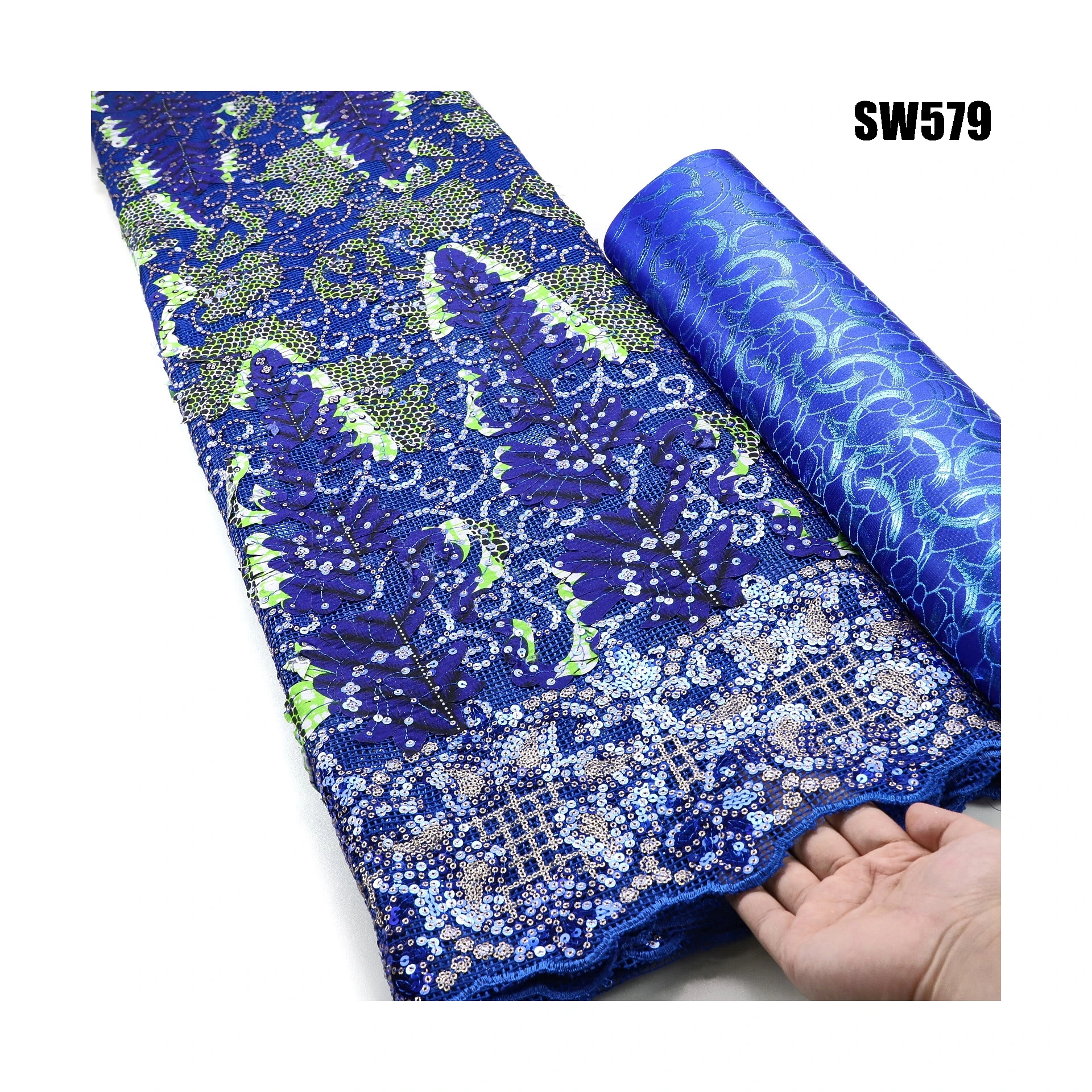 Lace Fabric for Official 2023 New Design Luxury Sequins Lace for Party Dress or Officiel