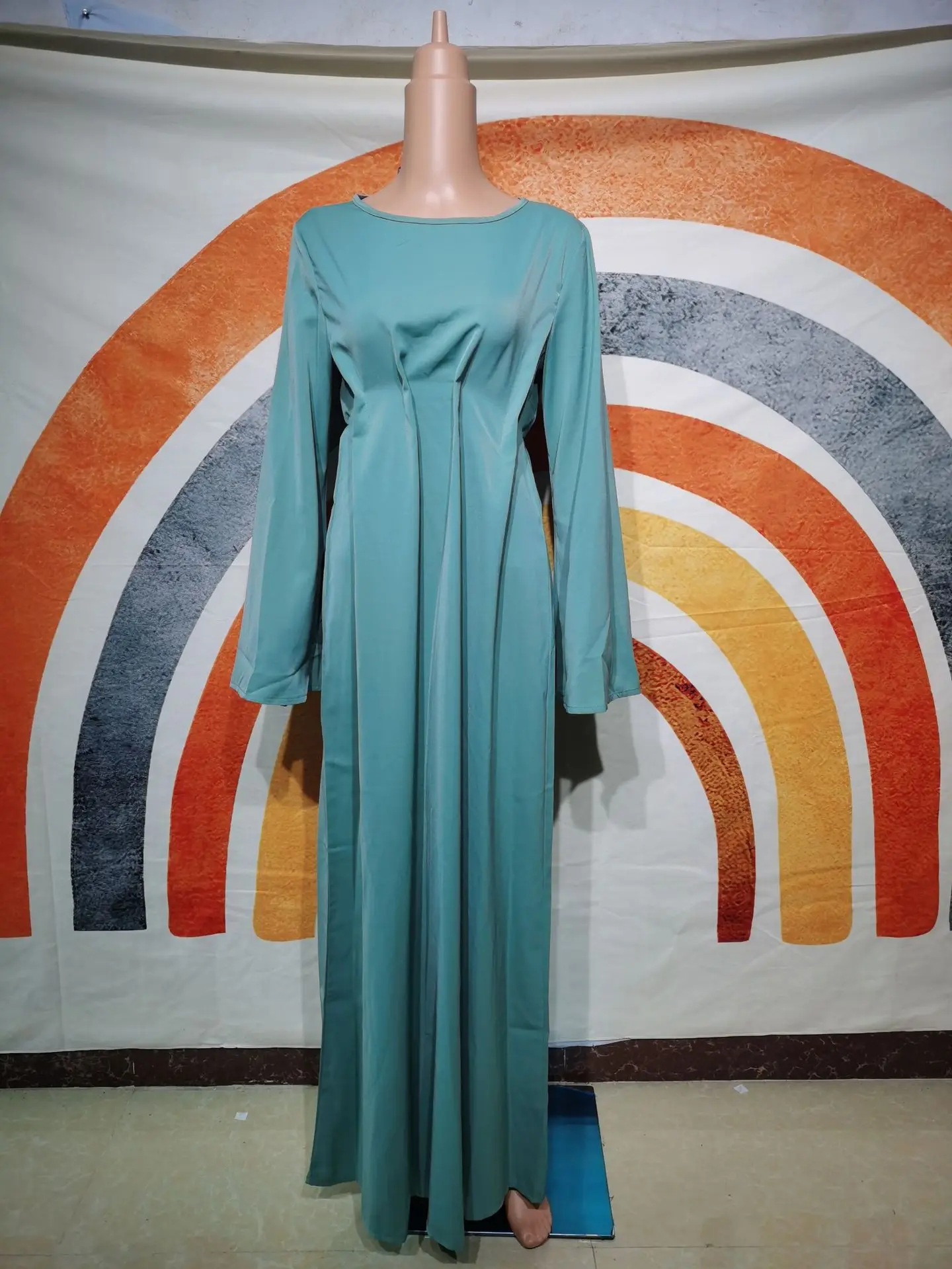 Islamic Women Crew Neck Dress Muslim Eid 2024 For Muslim Girl New Fashion Plain Modest Abaya Clothes