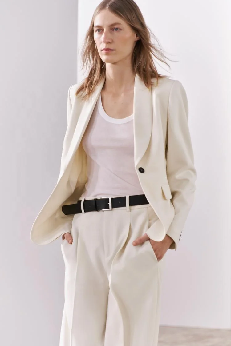 OEM ODM Beige Custom V Neck Long Sleeve Long Pant Ladies Office Formal Suit For Women