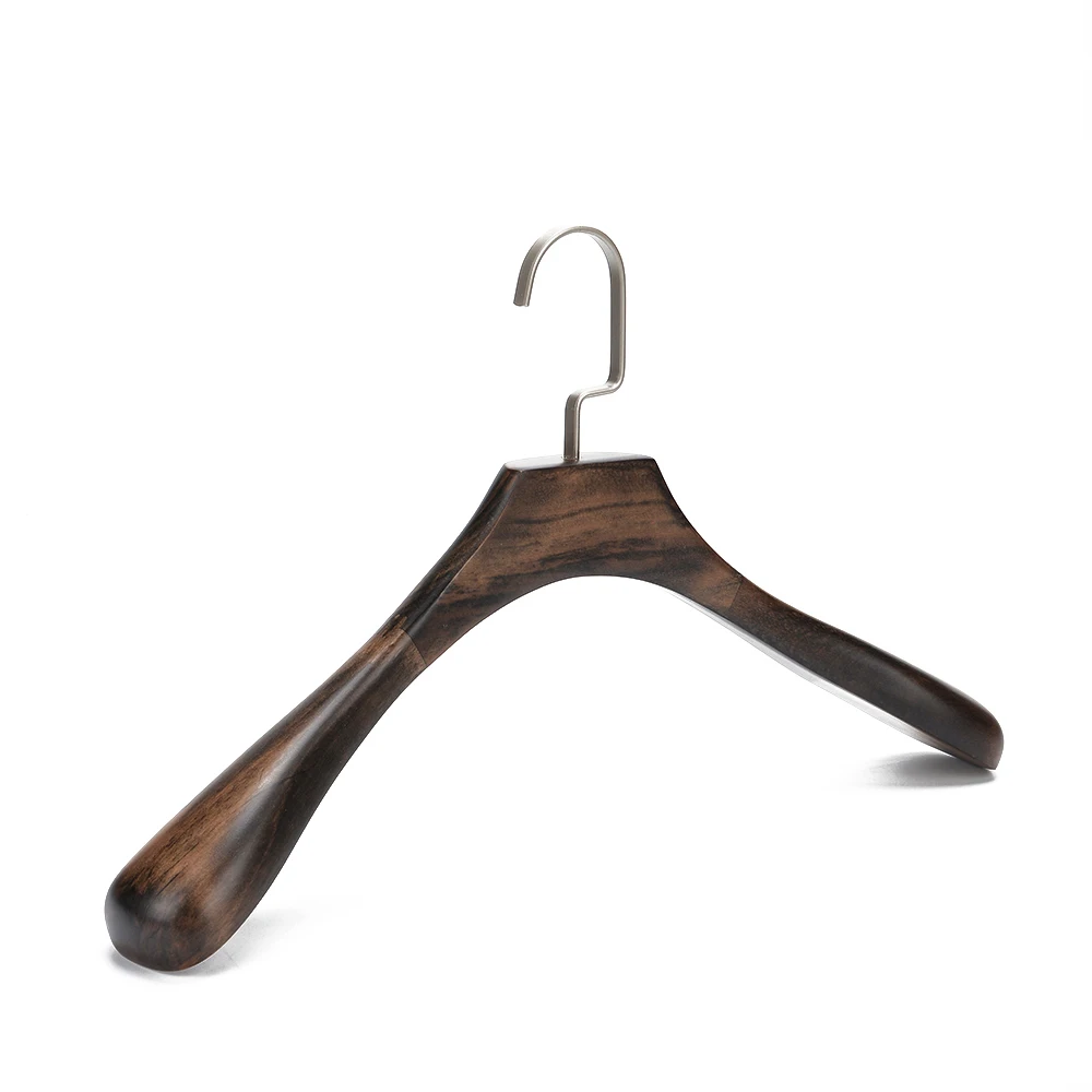 custom logo hanger walnut clothes wood hanger wide shoulder strong coat hanger for shop