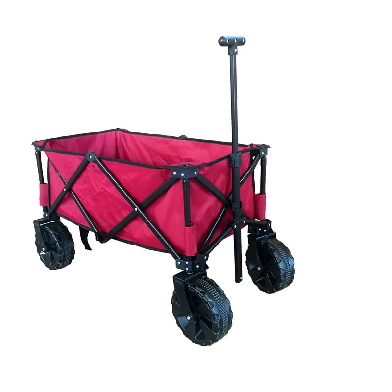 Beach Cart Groceries Outdoor Wagon with Big Wheels for Sand Foldable Wagon Utility Pull Carts Removable Canvas Easy Foldable A04