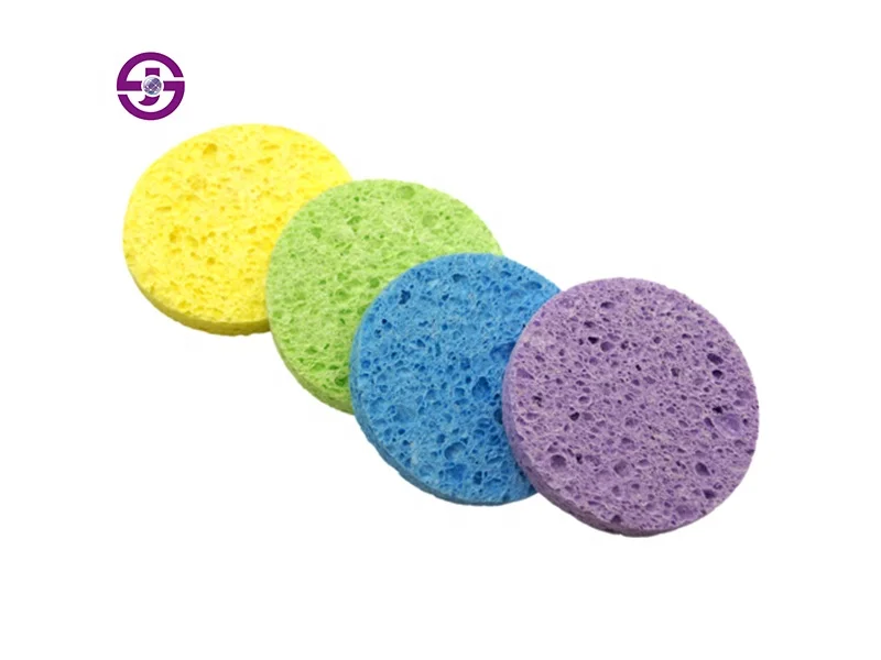 Недорогие Высококачественные губки для лица, многоразовая 100% Органическая сжатая целлюлозная Очищающая губка для отшелушивания и глубокой очистки кожи