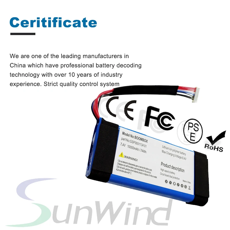 Wireless speakers rechargeable battery for J B L BOOMBOX GSP0931134 10000mAh battery replacement