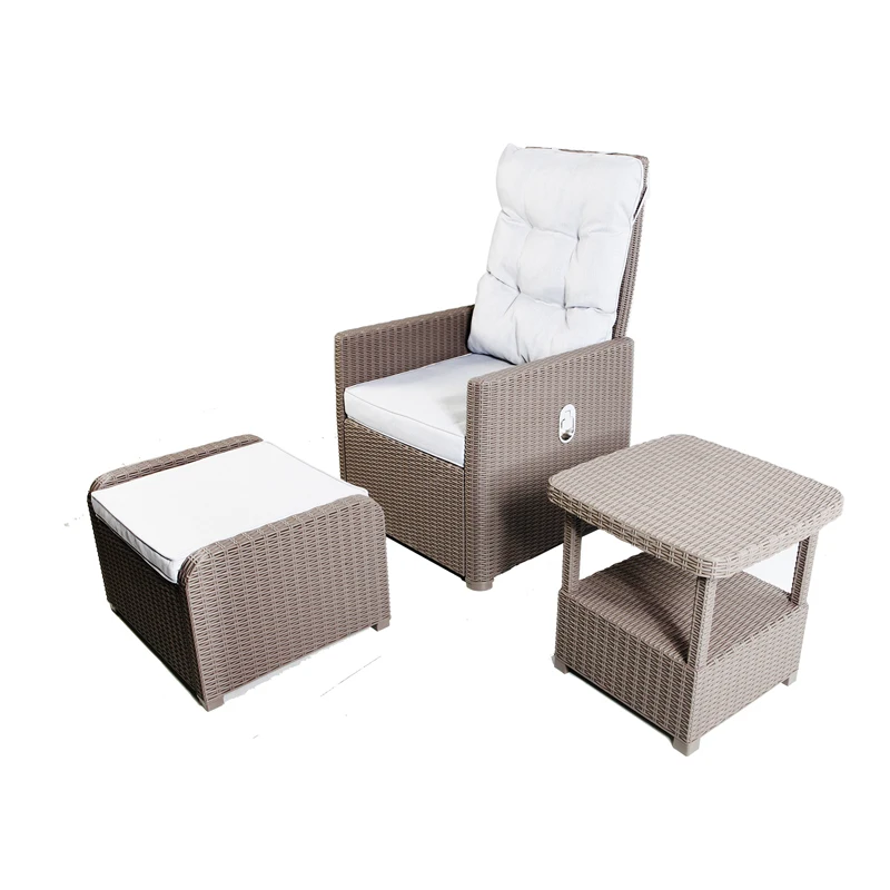 Rattan Sofa Lounger Garden Set Of 3pcs   Matsrial In Plastic