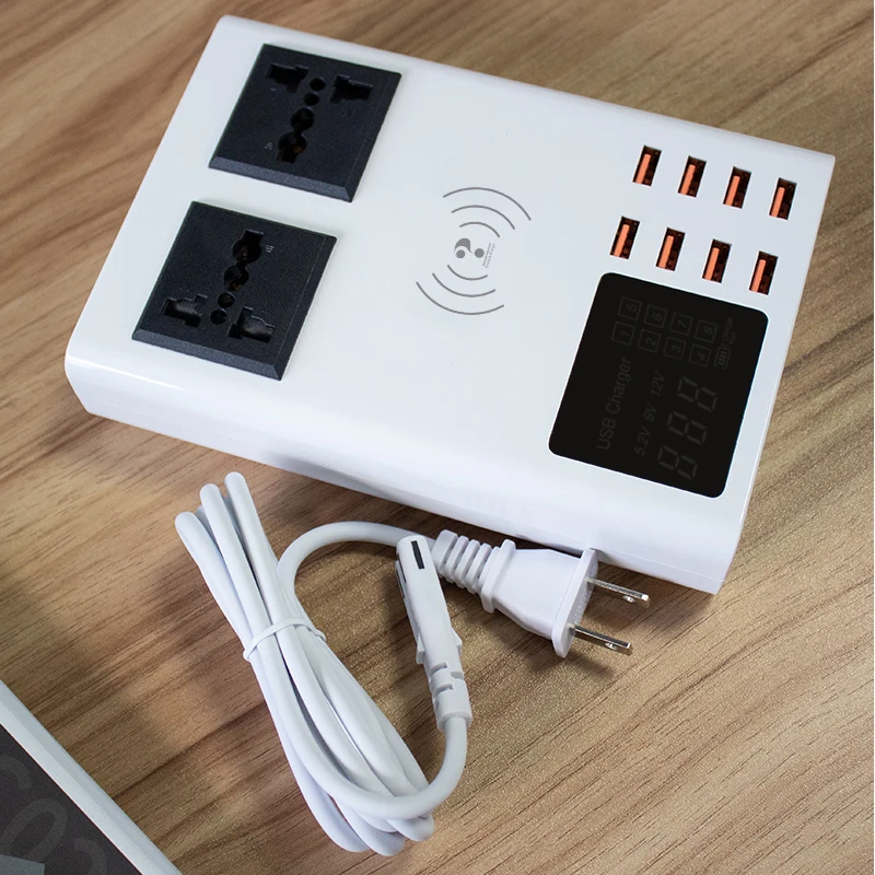  Настольное зарядное устройство с 8 USB-портами мощностью 40 Вт беспроводным зарядным устройством 10 и сетевым фильтром переменного