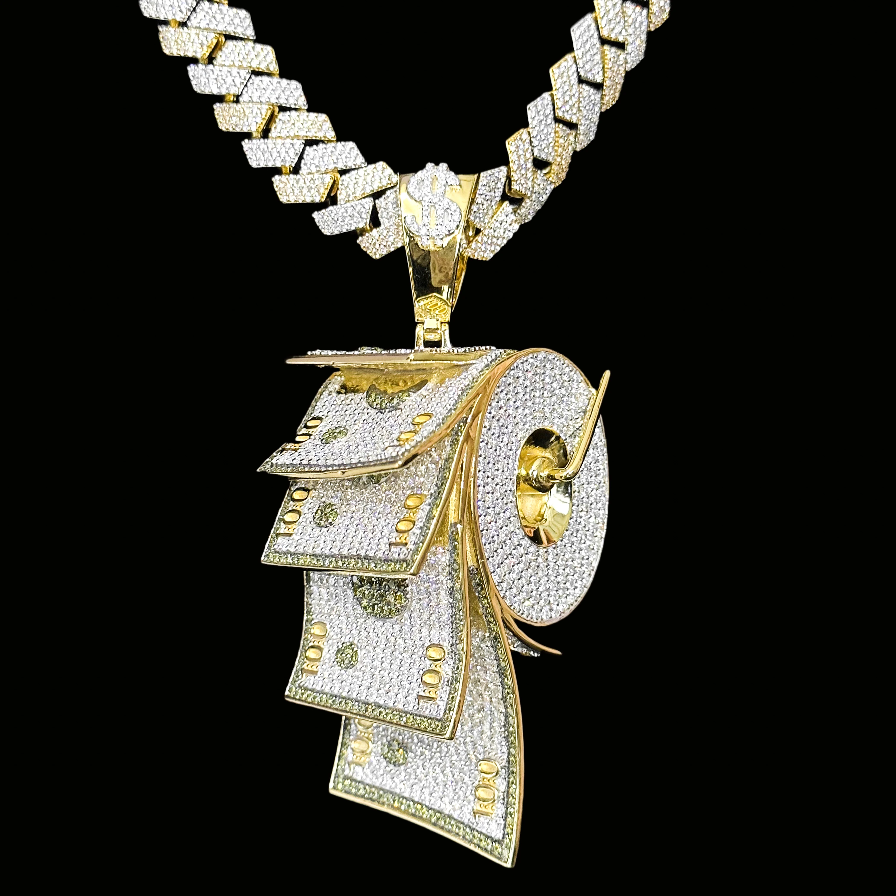Custom Hip Hop Jewelry S925 Silver Moissanite Dollar Diamond Pendant Iced Out Gold Chain Necklace RapperJewellery