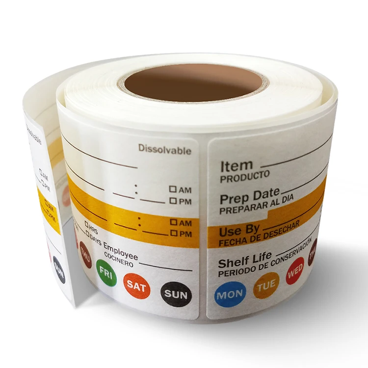 Factory Supplier Packaging Label Customized Dissolvable Food Label Printing Stickers Roll for Kitchen