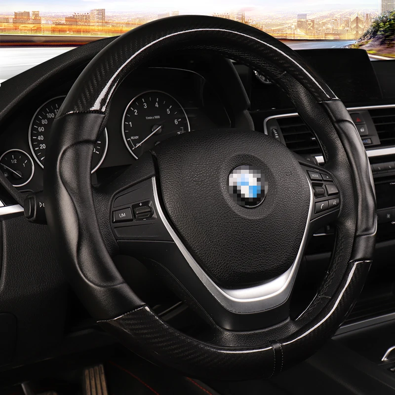 Подходит для BMW X5 E53 углеродного волокна спортивный автомобиль рулевое колесо крышка мягкая внешняя часть изготовлена из микрофибры и кожи 3D дизайн на нескользящей подошве высокого