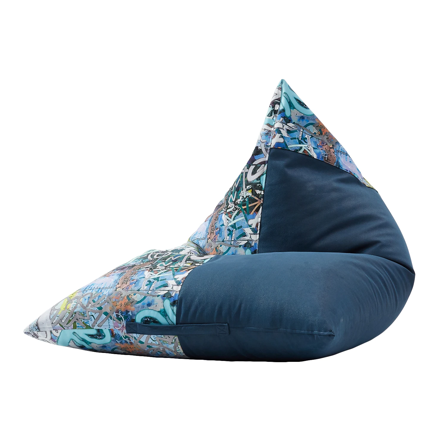 
our own artist drawing pattern blue color modern fashion triangle lazy boy bean bag sofa chair for sleeping,reading,rest 