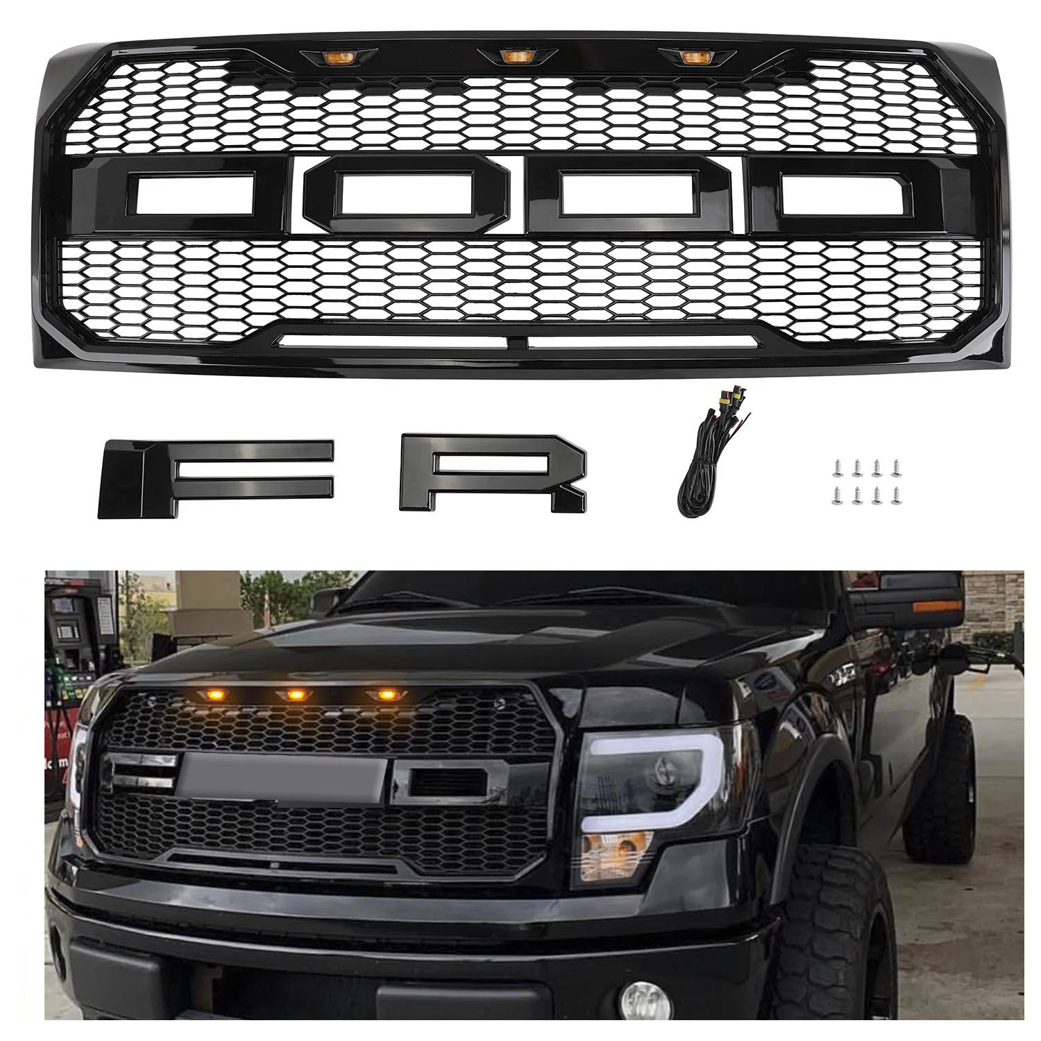 Hot Sales Gloss Black 4*4 car Accessories Fit For 2009 2010 2011 2012 2013 2014 Ford F150 Front Grille