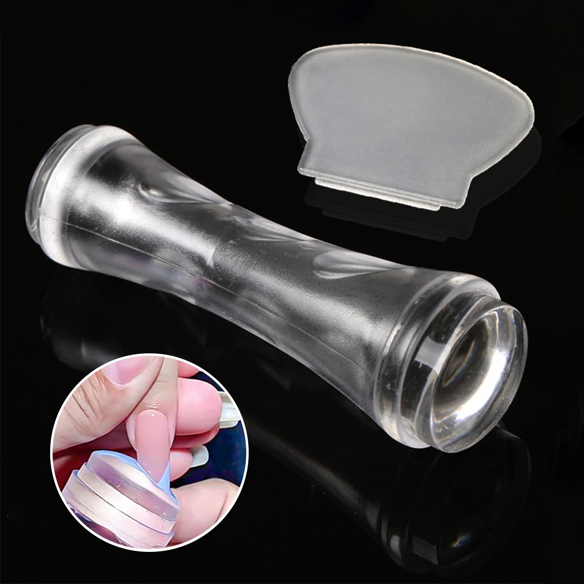 Dropshipping Service Portable Diy Creative Double-Head Jelly Nail Seal Tool Round Clear Plate French Silicone Art Nail Stamper