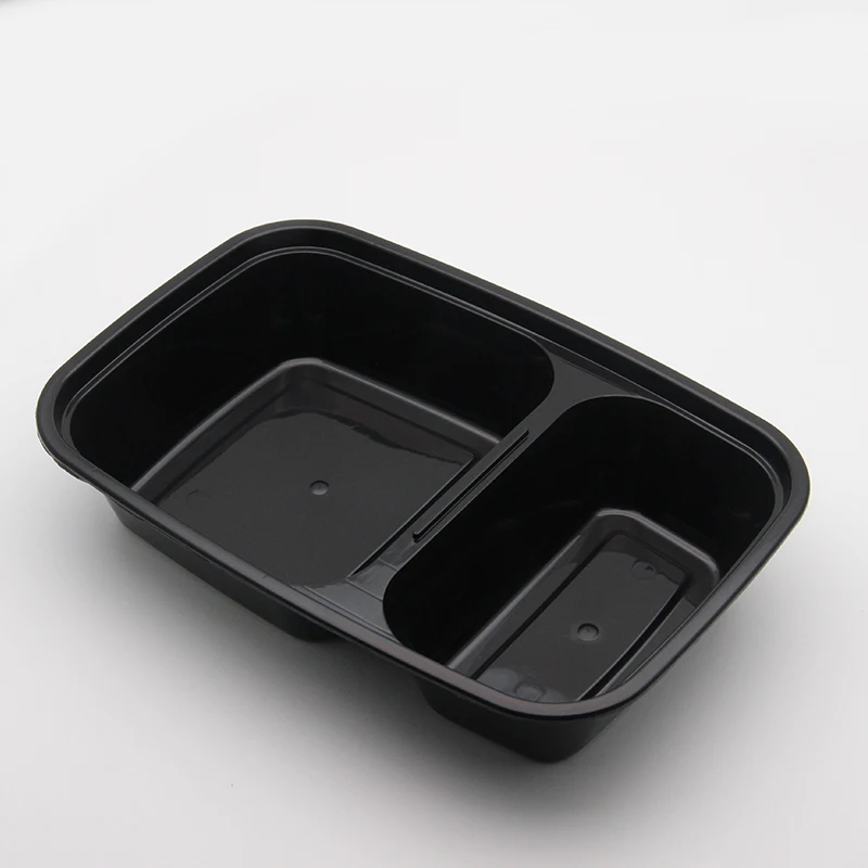 Factory Supplier Disposable 2 compartment food box Plastic Takeaway fruit Container With Leak-Proof Lid