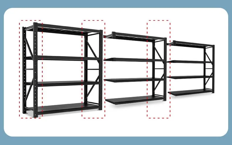 Good quality Black 4 layer boltless shelf Angle steel light duty industrial warehouse storage rack Kitchen Storage Rack Metal