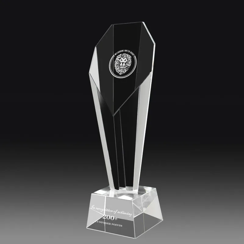 Custom Engraved K9 Crystal Column Trophy Award With Crystal Base For Corporate Souvenirs Gifts
