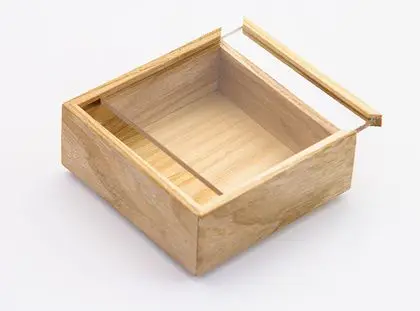 Wooden engagement slim gift box from oak beech box rustic gift box