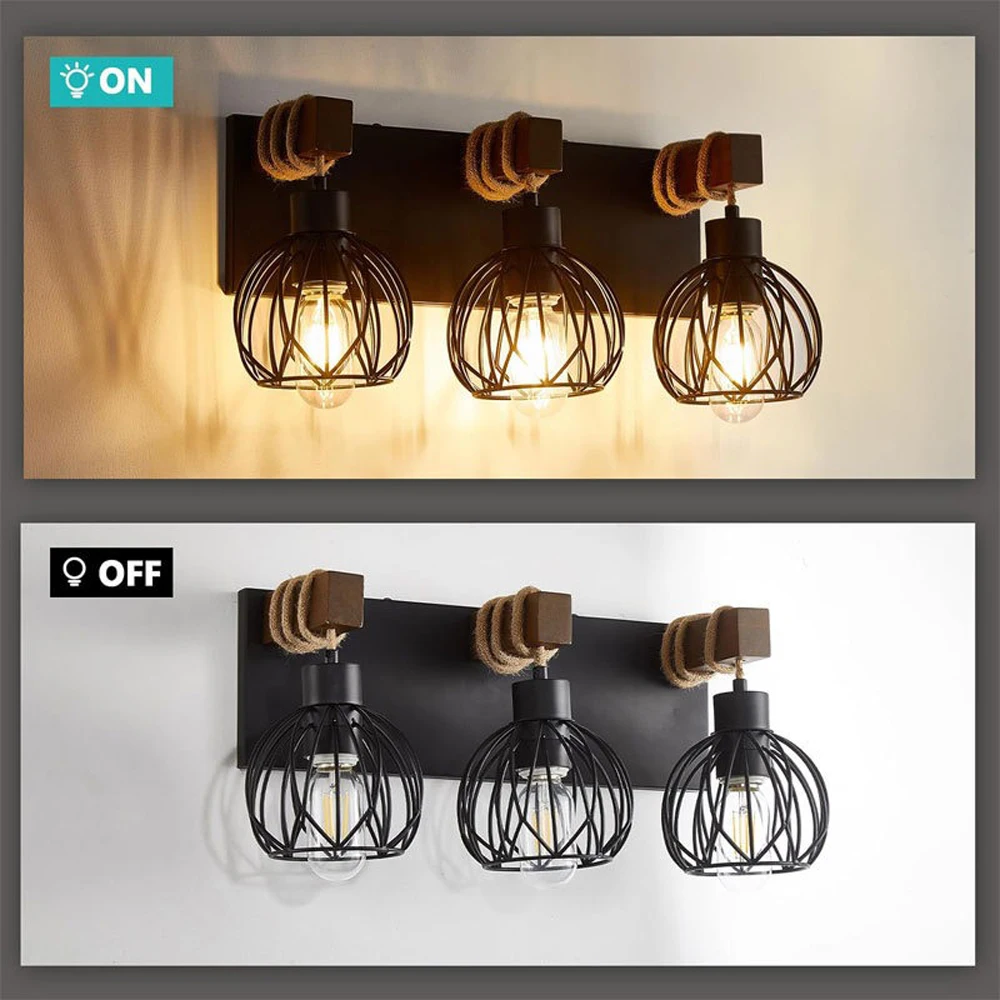 American Vintage Retro Rope Industrial Lamp Hemp Loft Restaurant Corridor Balcony Corridor Wall Lights