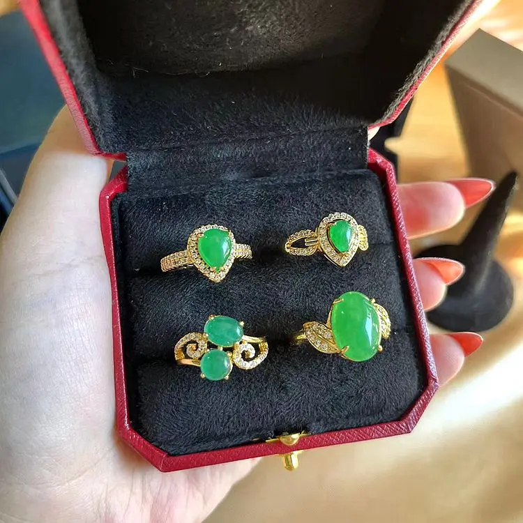 JiaLin Christmas gifts ins hot burma jade ring fashion jewelry rings rings jewelry women of the classic bulk supply