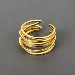 New Stainless Steel Multilayer Irregular Thin Rng Opening Index Finger Ring For Women Customized Titanium Steel Ring