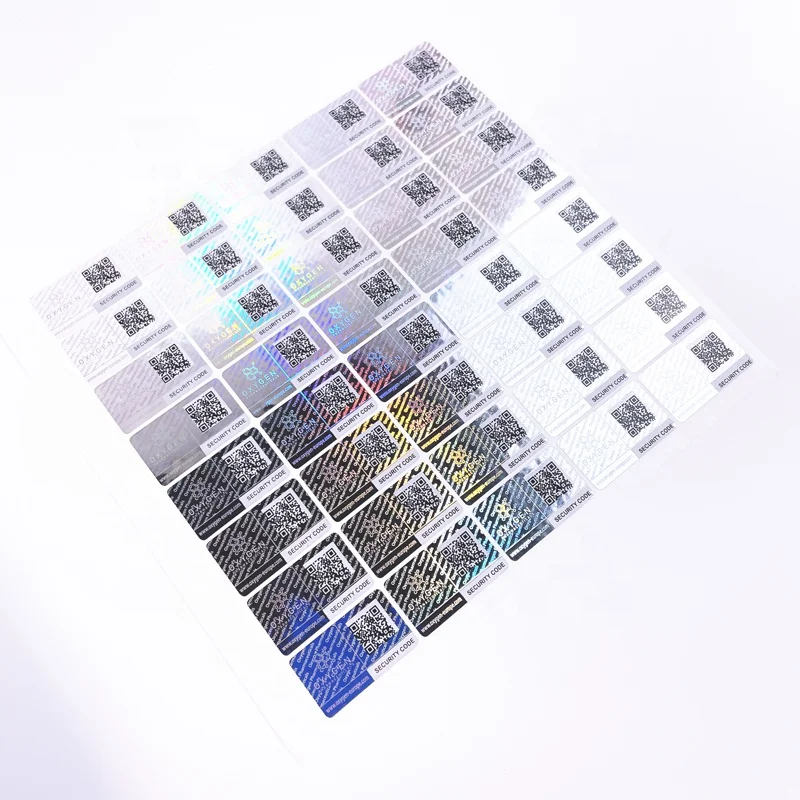 Custom Print Holographic Strong Adhesive Bar Code Scratch Hologram Sticker Overlay Permanent Use Stickers Vinyl Sticker