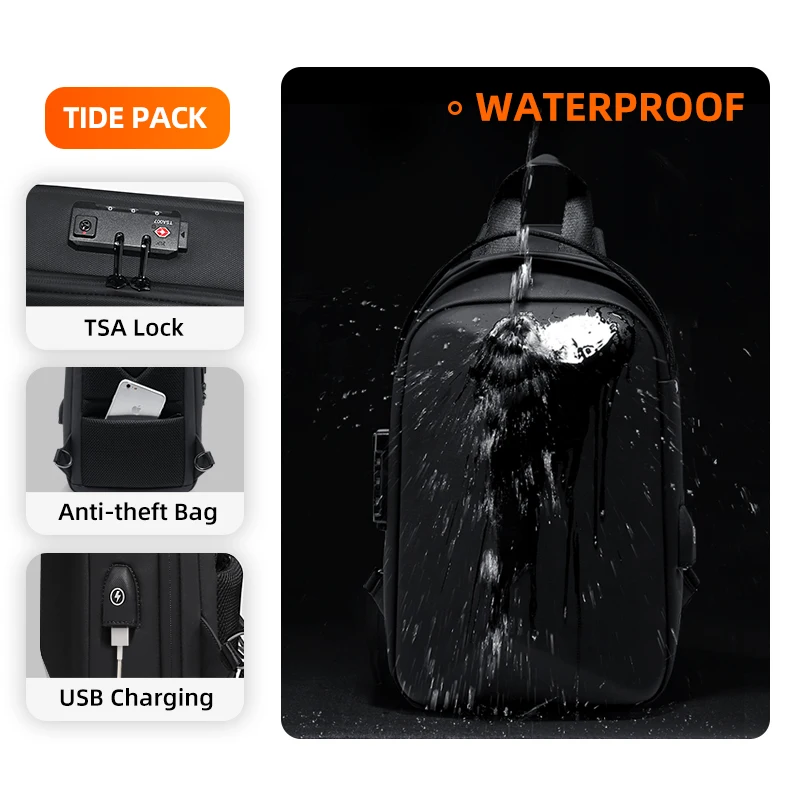 2023 waterproof TSA sling bag men luxury hot sale small sling bag for men fashion shell bag