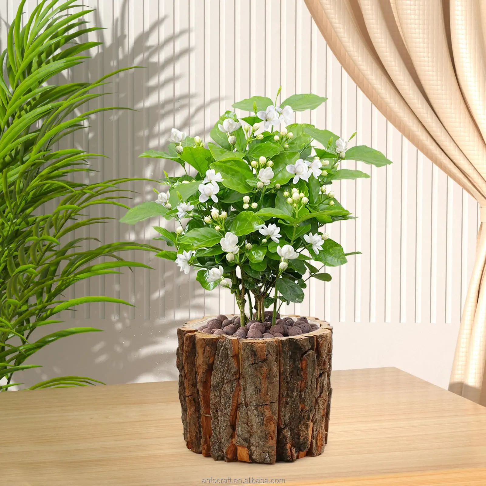 Pcs Wooden Flower Pot Bark Bucket Planter, Rustic Succulent Planters Cactus Plant Pots Flower Planter Plant Vase Container