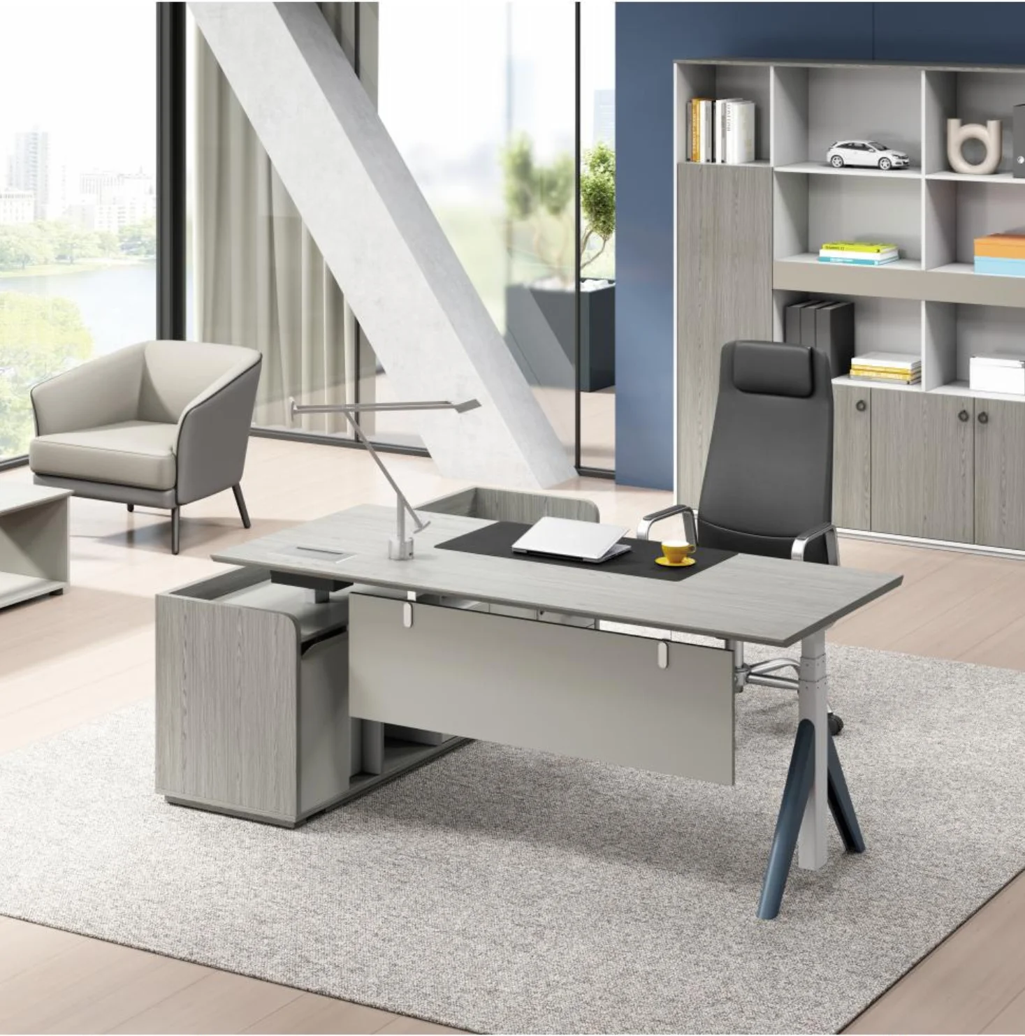 Modern Stable Silent Lifting Desk Home Office Height Adjustable Computer Smart Electric Sit Stand Up Executive Desk