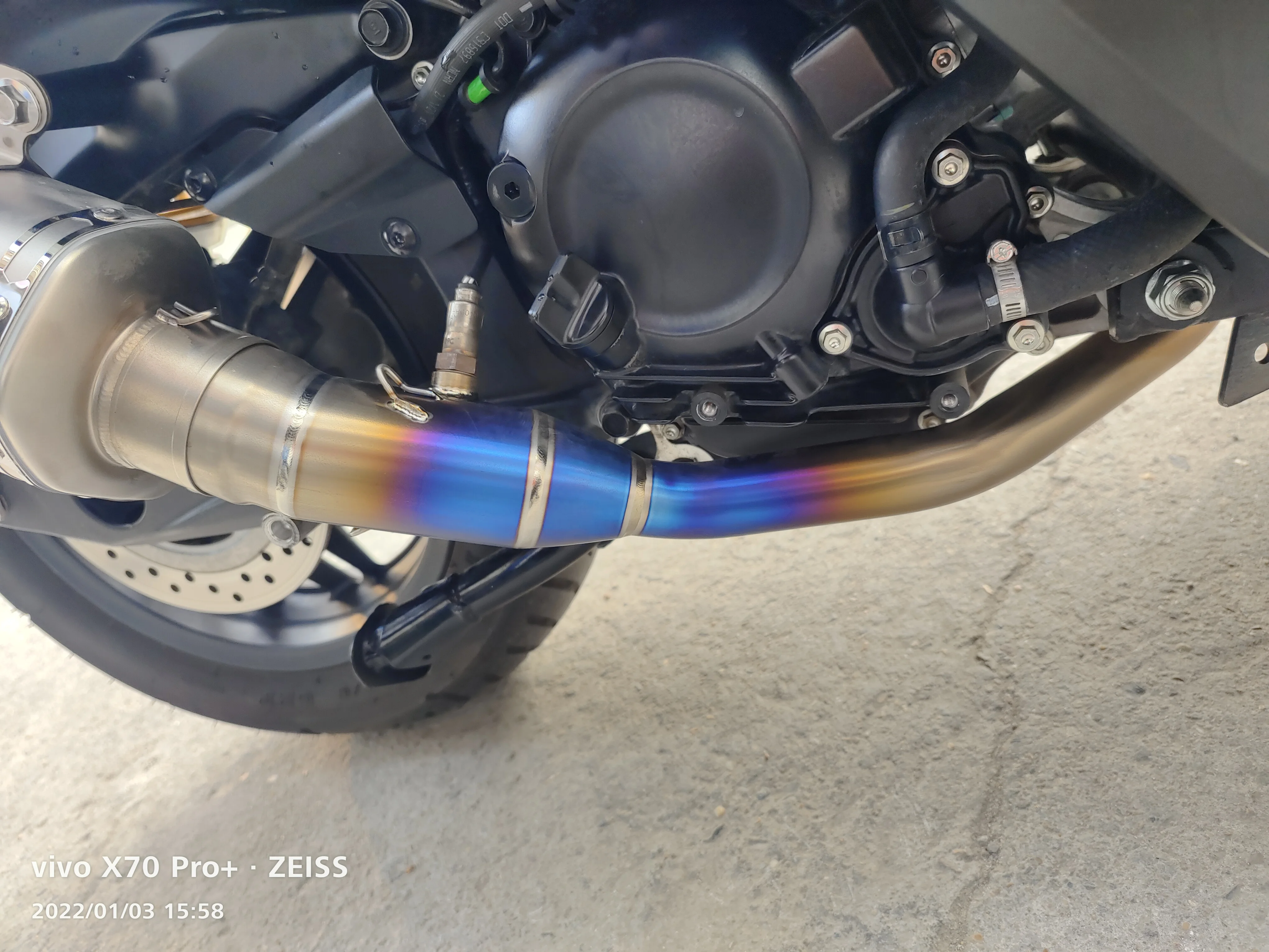 Universal Scooter Motorcycle Titanium Alloy Laser AK Slip-on Muffler Set Exhaust Pipe for Honda ADV 350 FORZA 350