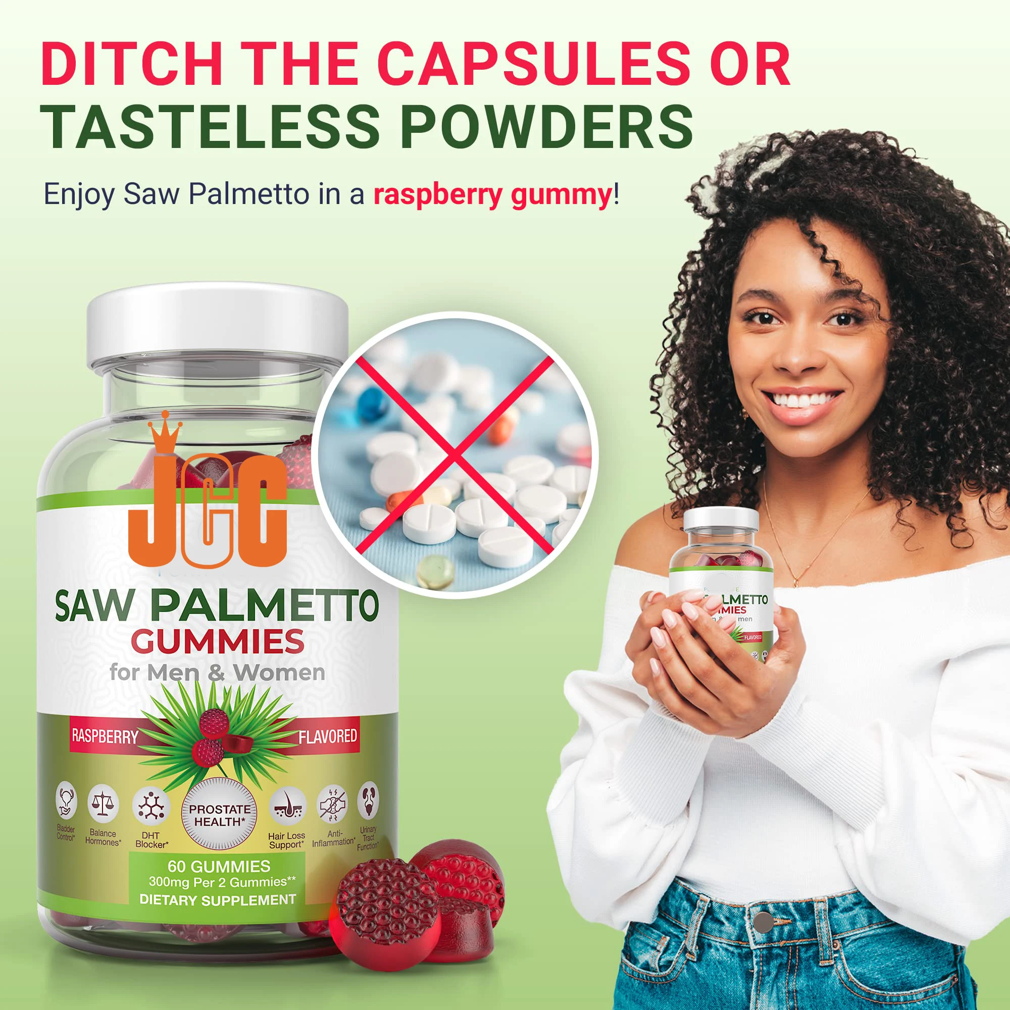 Premium Saw Palmetto Gummies for Hair Loss Support Men and Women  Prostate Health and  DHT Blocker Vegan Halal Gummies