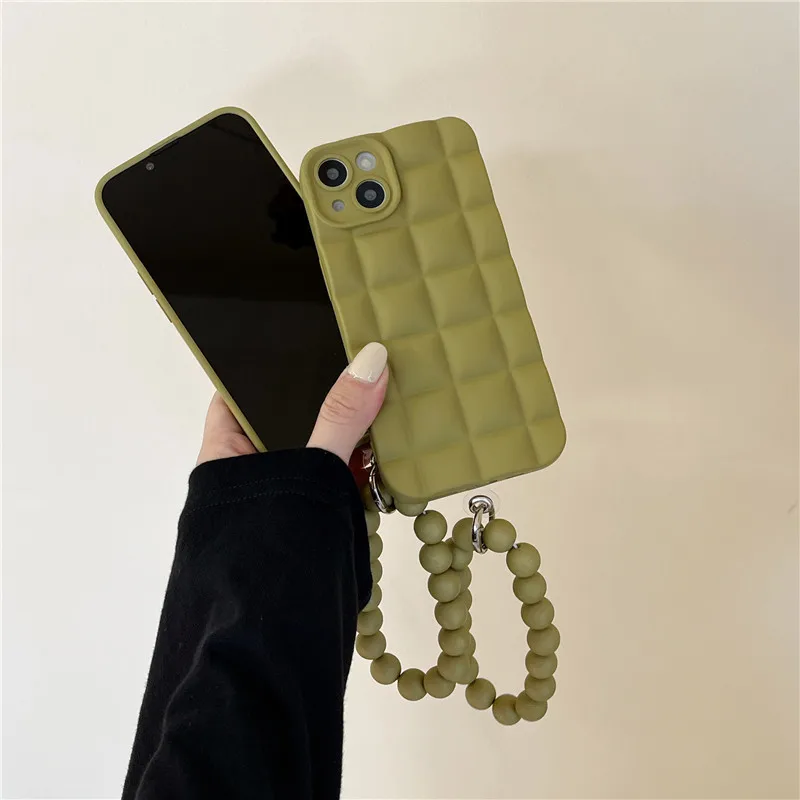 Lattice Woven Pattern Cold Color Series Tpu Phone Case For Iphone 13 14 Pro Max Solid Color Cover