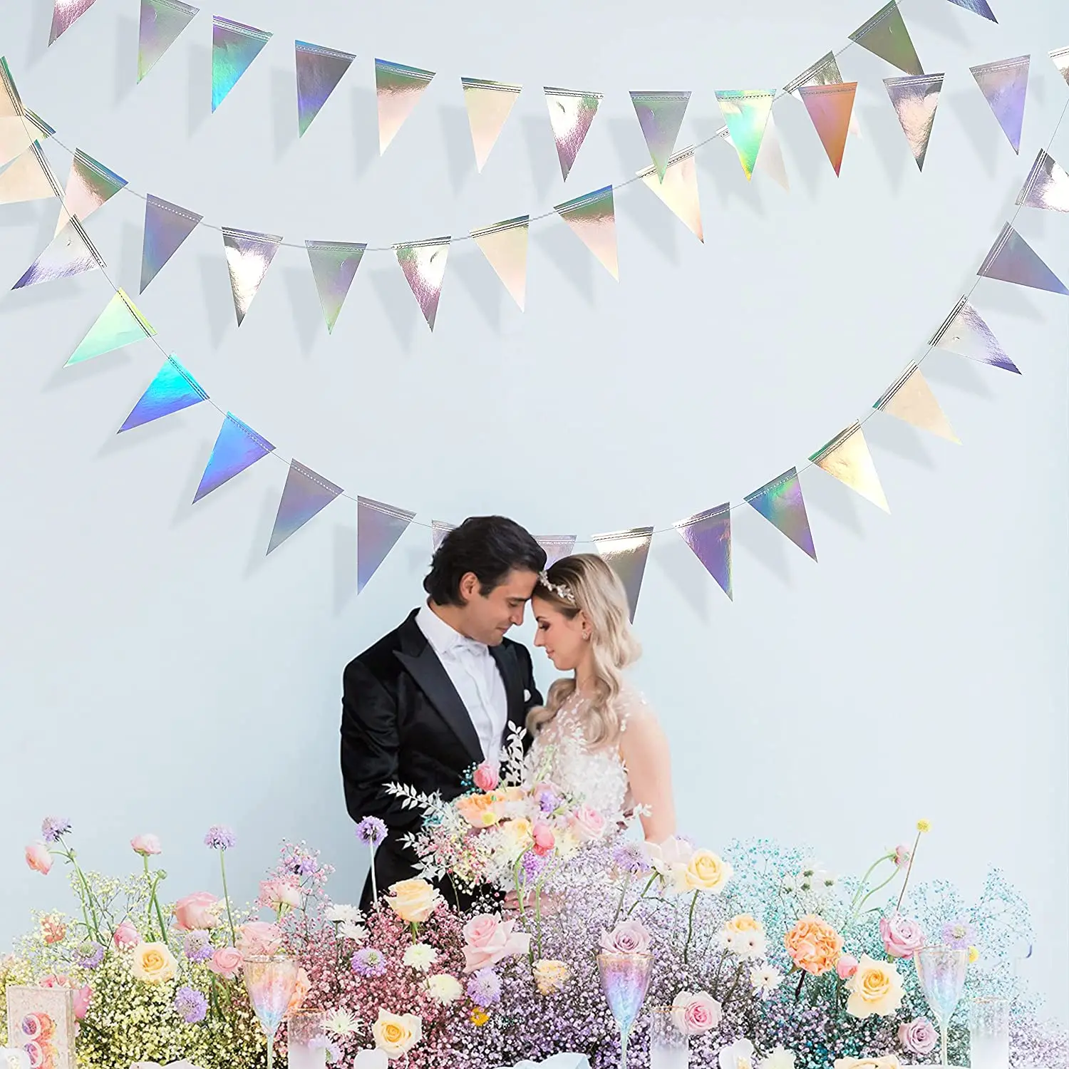 Paper Pennant Bunting Garland for Birthday Anniversary Engagement Wedding Bridal Baby Shower Graduation Hen Party Decorations