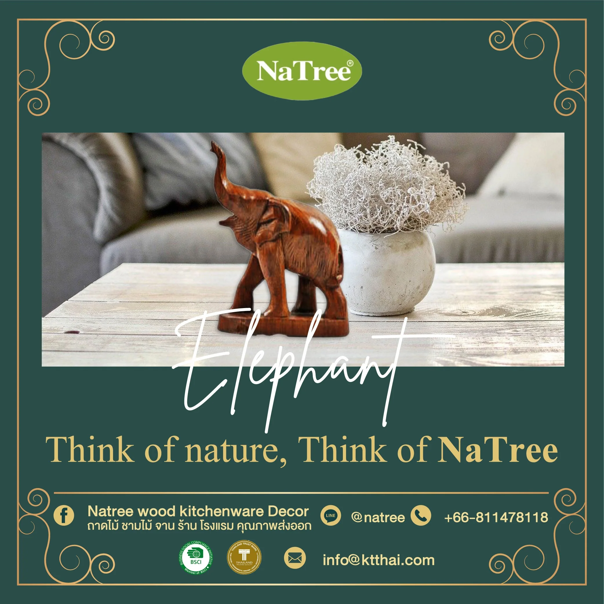 home decor Natree solid wood carving elephant wood crafts - elephant in wooden elephant