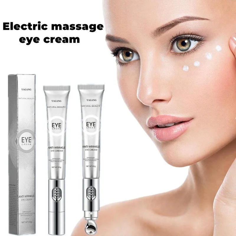 Private Label Moisturizer Repair Under Eye Cream With Vibrating Massager For Eye Bags Removal Anti Wrinkle Tightening