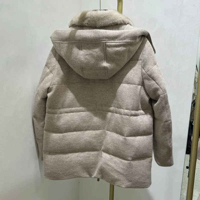 Jancoco New Fashion Custom Goose Puffer Jacket Warm Women Long Down Coat With Mink Fur Collar