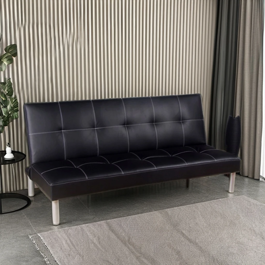 Modern Multifunctional Fabric Divan Sofa Bed Simple Purple Space-Saving Design for Living Room Apartment Set Wood PU Materials