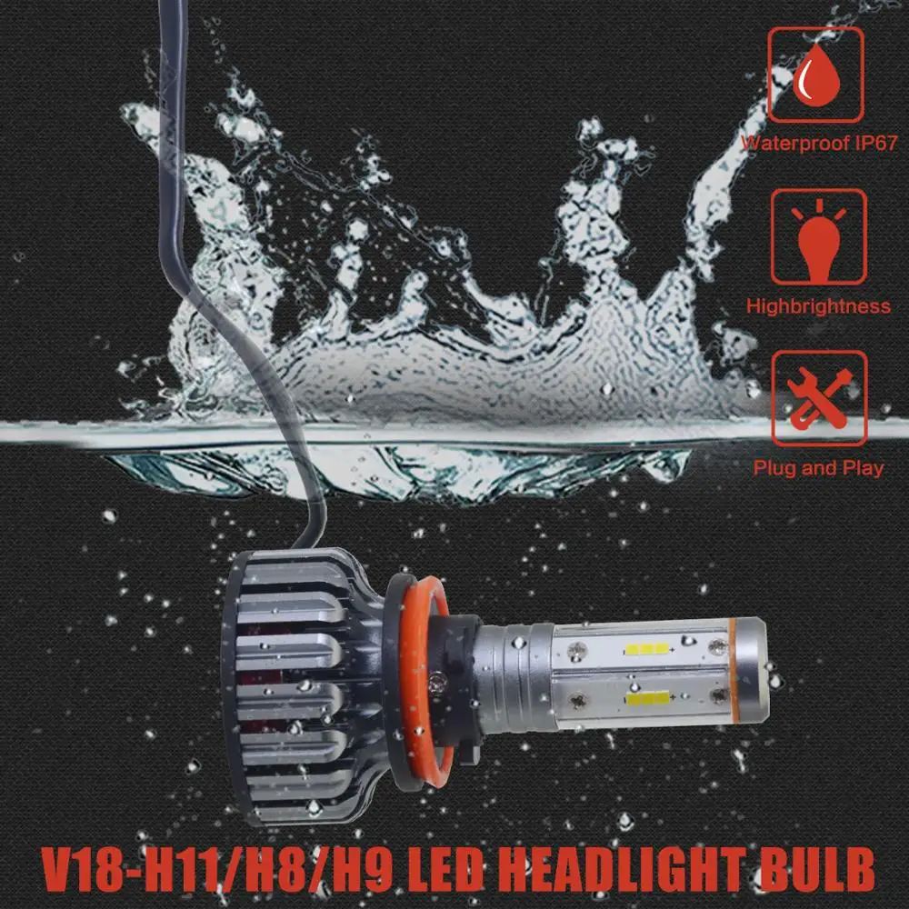 Guangzhou Weiyao led headlights V18 8000lm H7 h8 h9 h11 9005 car led headlight 3000k 6000k 8000k auto led head light