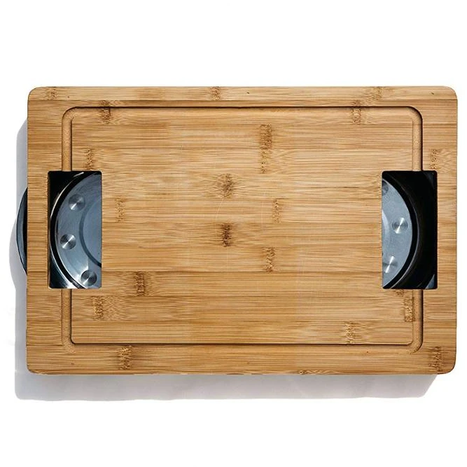 
professional sink fruit non slip rubber personalized reversible animal maple round solid wood cutting board with handle 