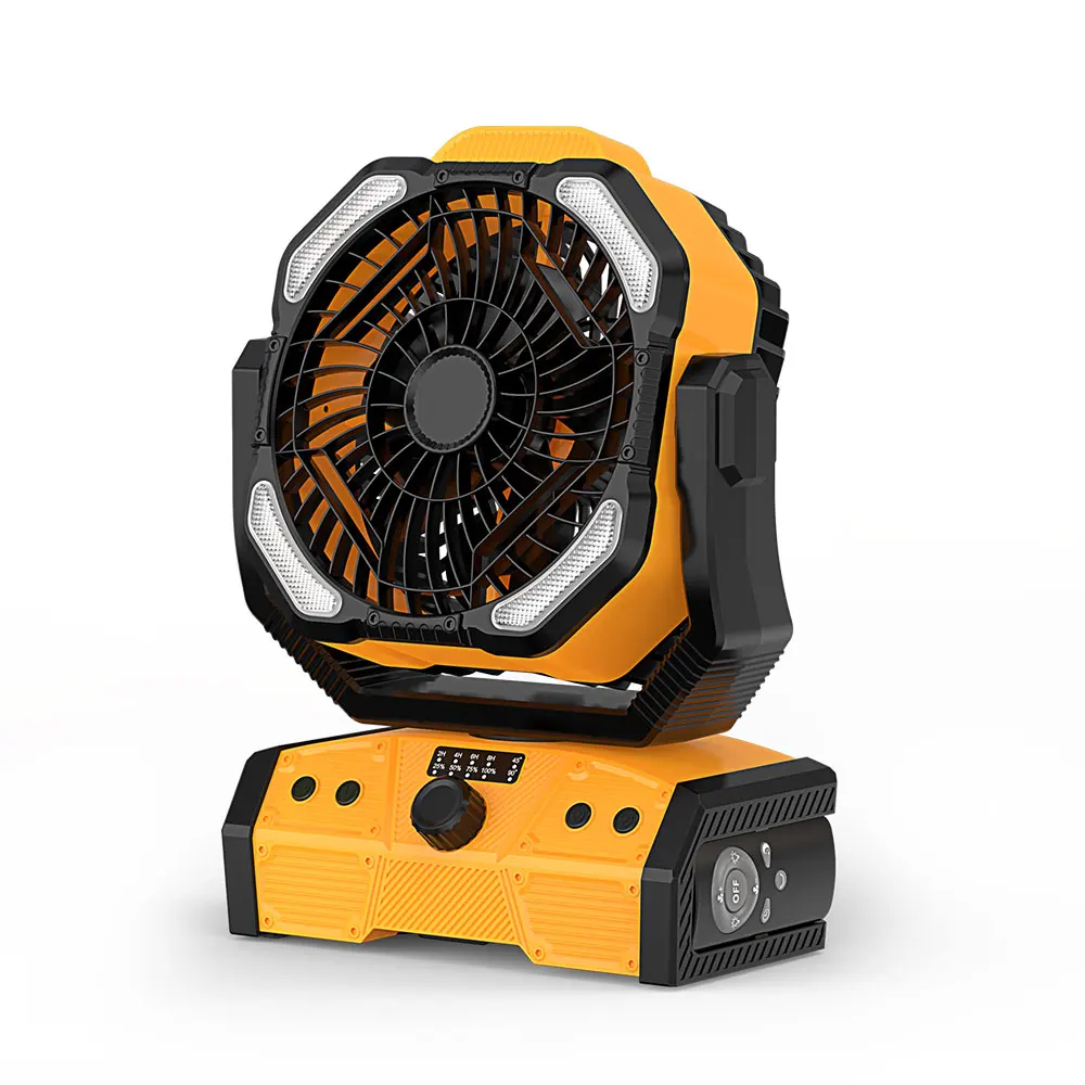 2024 New 30000mAh Battery Operated Outdoor USB Rechargeable Portable Desk Fan Camping Fan With Led Lamp