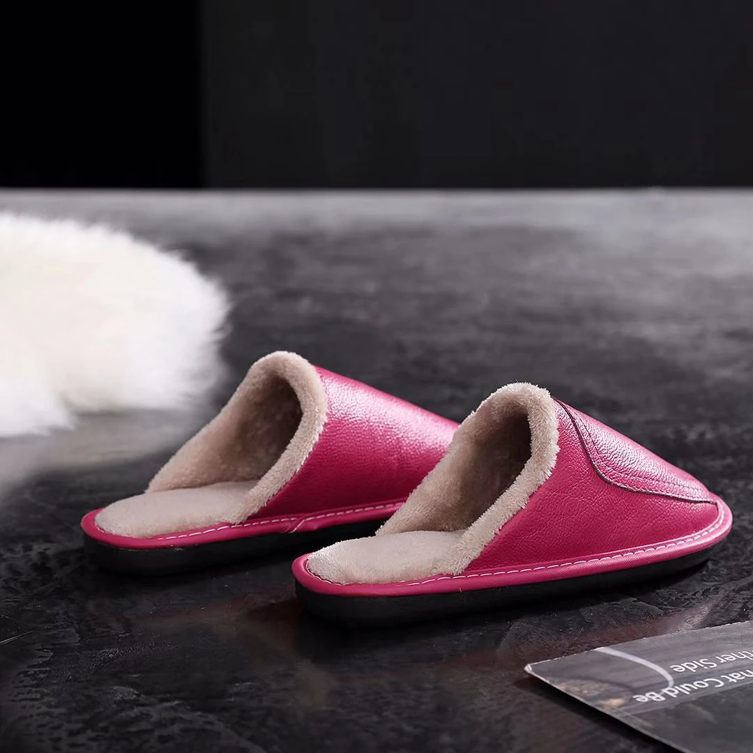 Women Winter Plush Slippers Woman Flat Soft Warm  Ladies Winter Indoor Home Slippers for wholesale