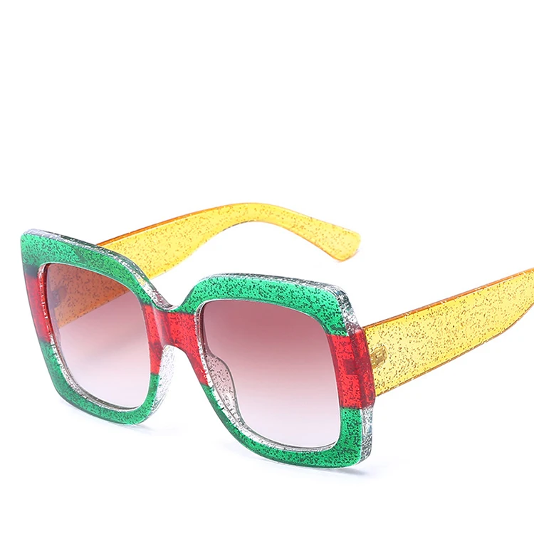 Fashion women girls colorful clear lens rainbow  small square frame shades sunglasses