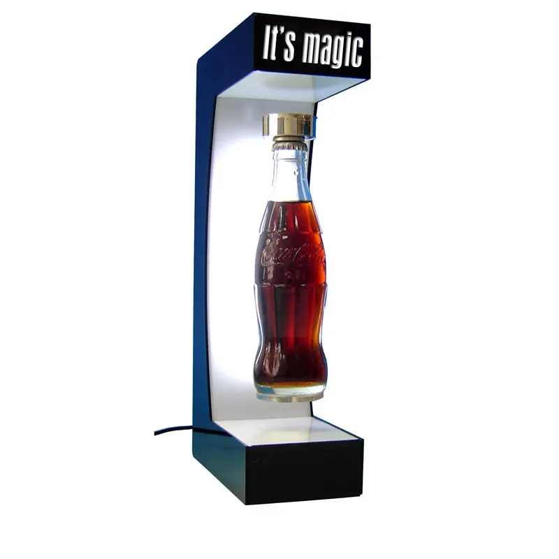 Store Exhibition Stand Liquor Wine Floating Display Magnetic Floating Beer Bottle Display Rack with led light