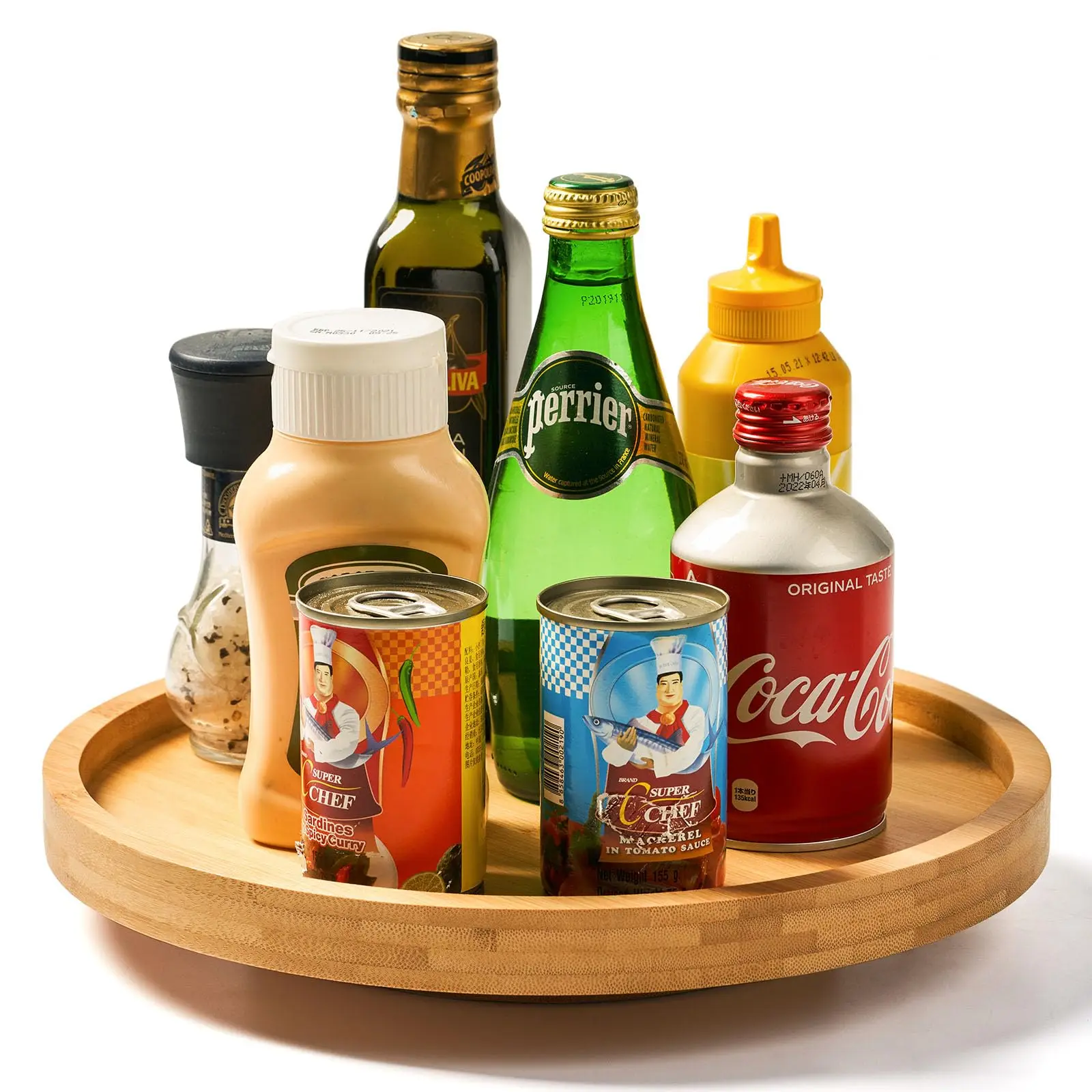 Поворотный стол Lazy Susan 12 дюймов с высоким ободом деревянный вращающийся шкаф для специй под раковиной органайзер кладовой кухни ванной комнаты