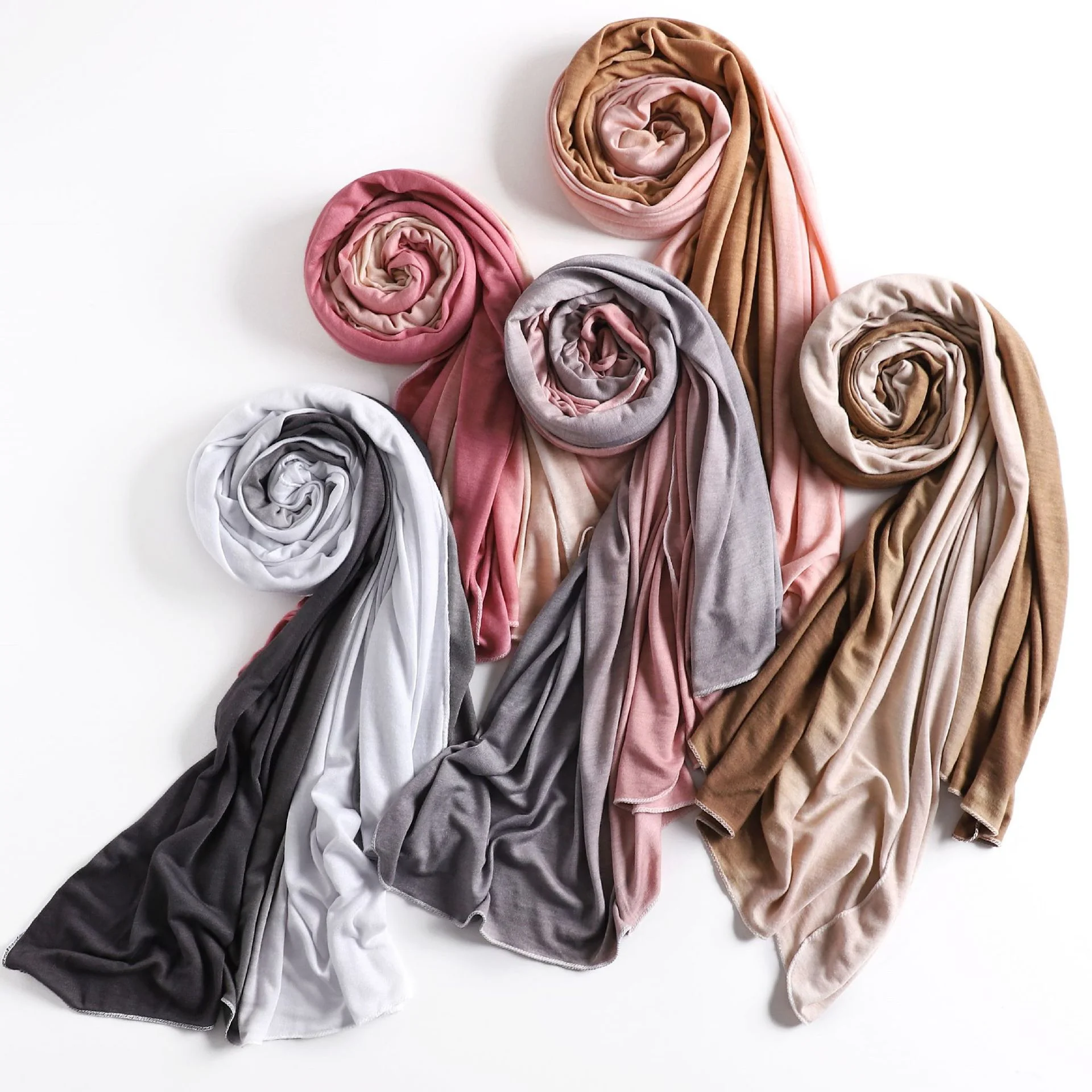 Premium opaque hijab cloth gradient casquette model hijabs scarf printed modal jersey cotton ombre hijab